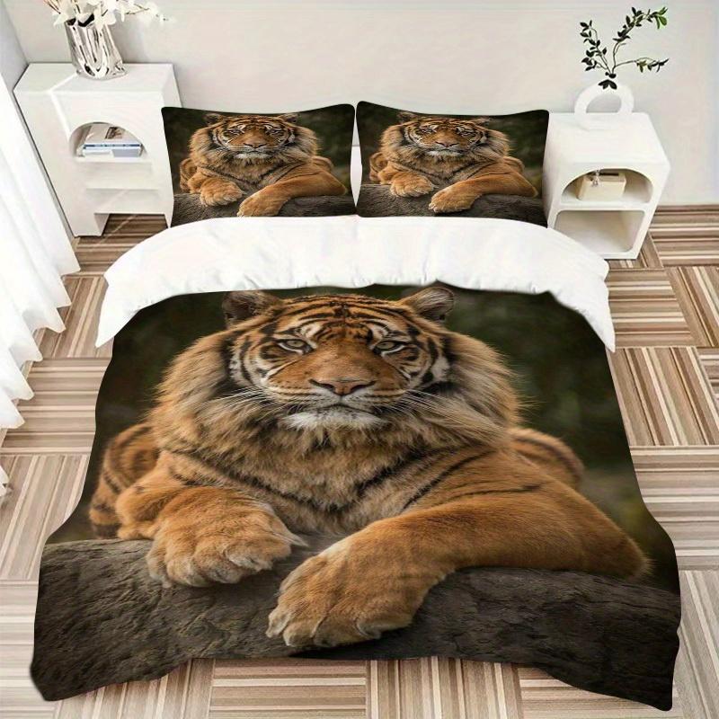

3pcs tiger, stripes Bedding Set Soft Polyester Down Comforter Cover and Pillowcases,Home Decoration All Seasons(No Insert) S0819086 135x200cm