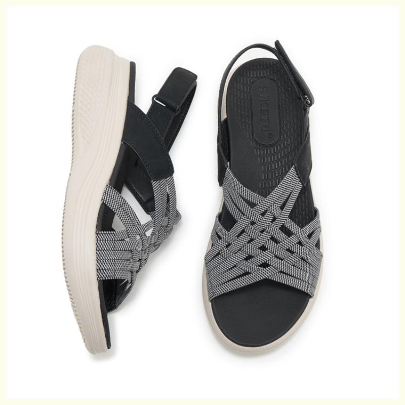 2025 Summer New Md Outsole Casual Lightweight Rubber Thick-Soled Sandals Comfortable Lightweight Velcro Sports Wedge Cloth