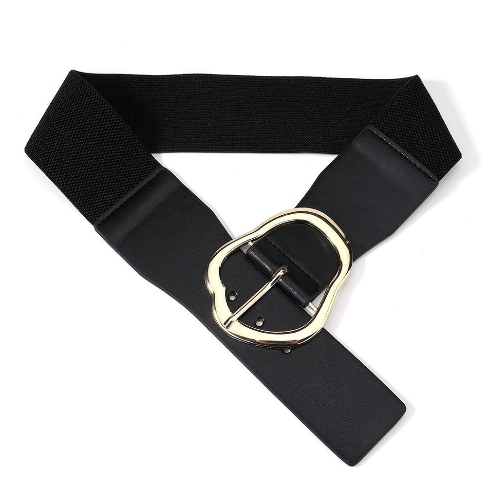 Adjustable Tying Pin Buckle Belt Elastic Leather Belt Women Waistband Belt  Dresses Accessory