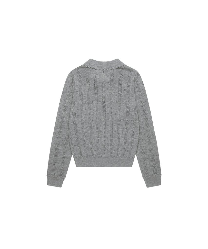 Seutyudioaenpaleukeu Openwork Collar Wool Knit_Grey