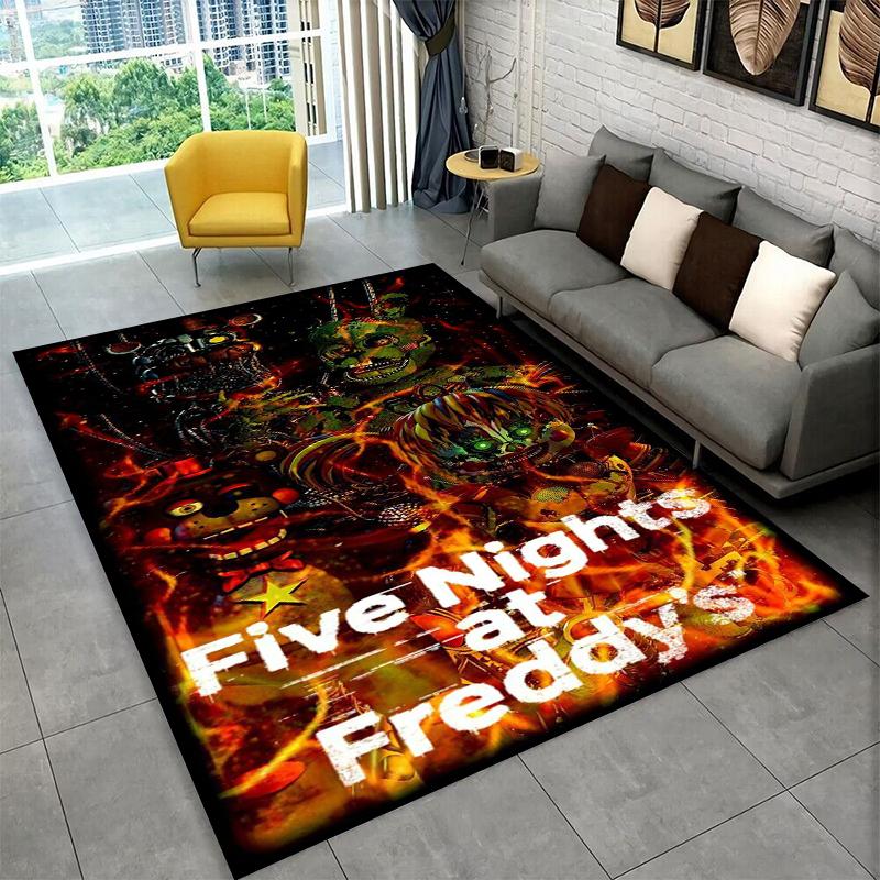 Klassischer F-FNAF Horror Spiel Freddy Teppich Teppich für Spielzimmer Schlafzimmer Wohnzimmer Sofa Heimdekoration, Kinderteppich Rutschfeste Fußmatte
