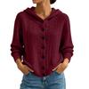 Cardigan da donna con cappuccio in maglia a trecce colorato con chiusura a bottoni per autunno inverno