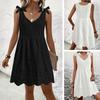 Women's Summer Jacquard Embroidery Slip Dress Temperament V-neck Sleeveless Off-the-shoulder Dress