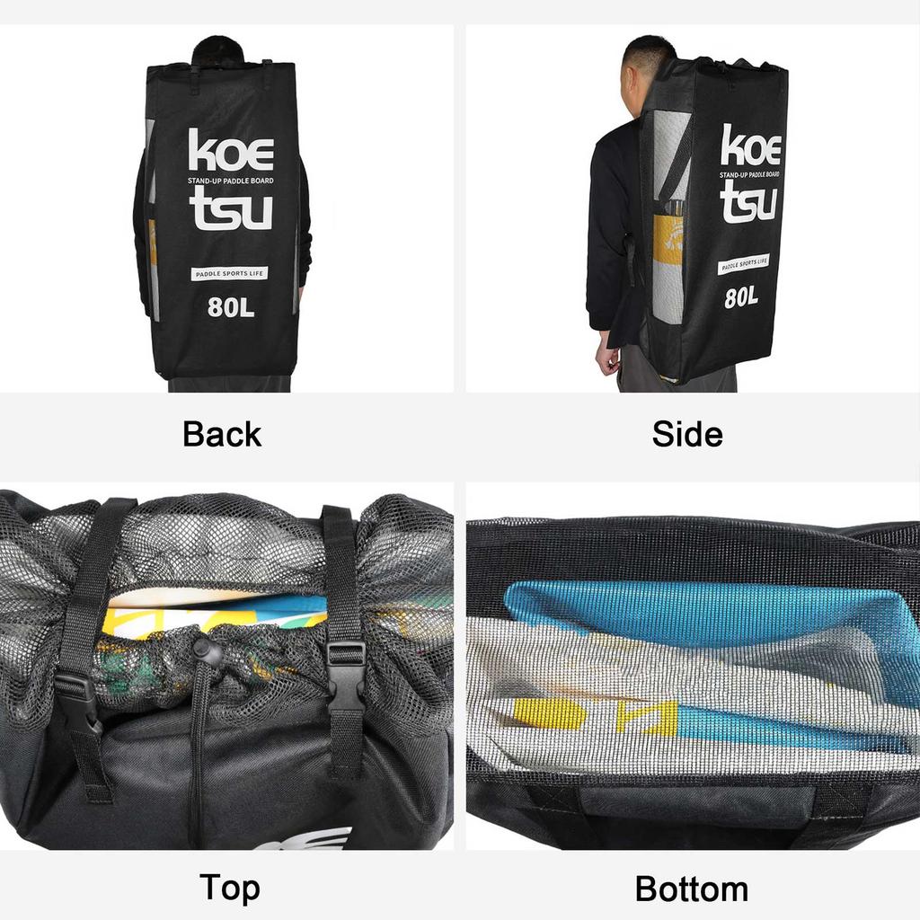 80L Paddleboard Rucksack Surfbrett Reisetasche Trage für Stand Up Paddle Board Träger Surfen Trockentaschen für SUPs Kajakfahren