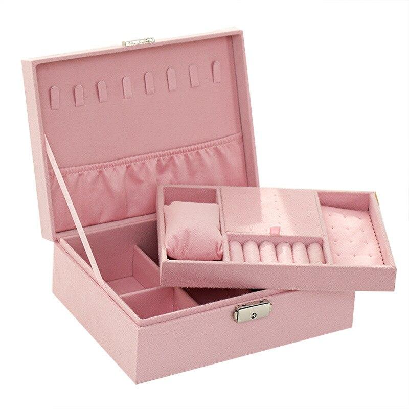 1pcs Double Storage Box Women Luxury Vintage Style Watches Jewelry Organizing Outer Velvet With Pentagonal Latch Large Capacity