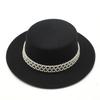 French Top Hat British Retro Pearl White Wool Woolen Celebrity Girl Xiaoxiang Style Big Brim Flat Top Hat