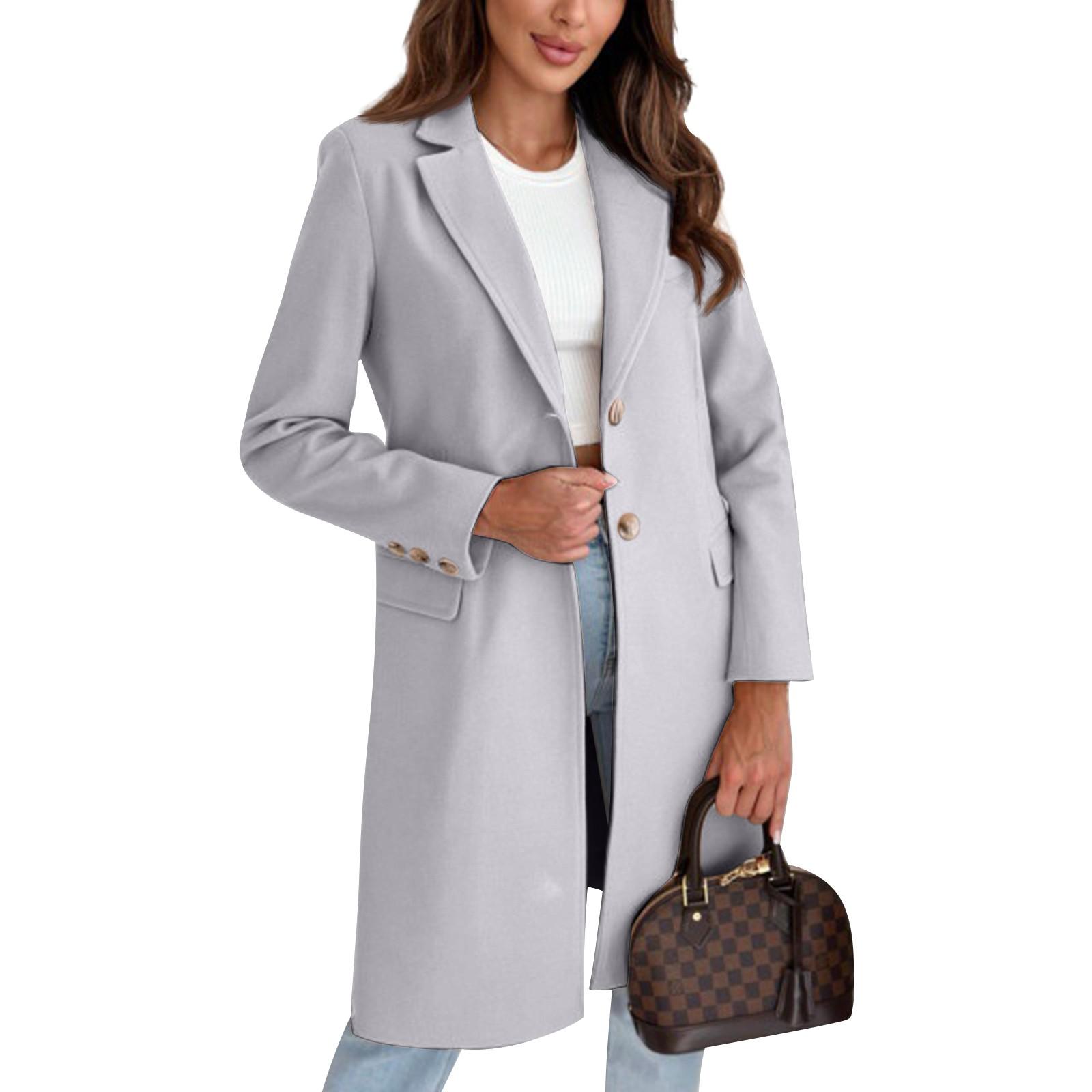 

Женская куртка-жакет в клетку на пуговицах с длинным рукавом, осенние наряды XS светло-серый