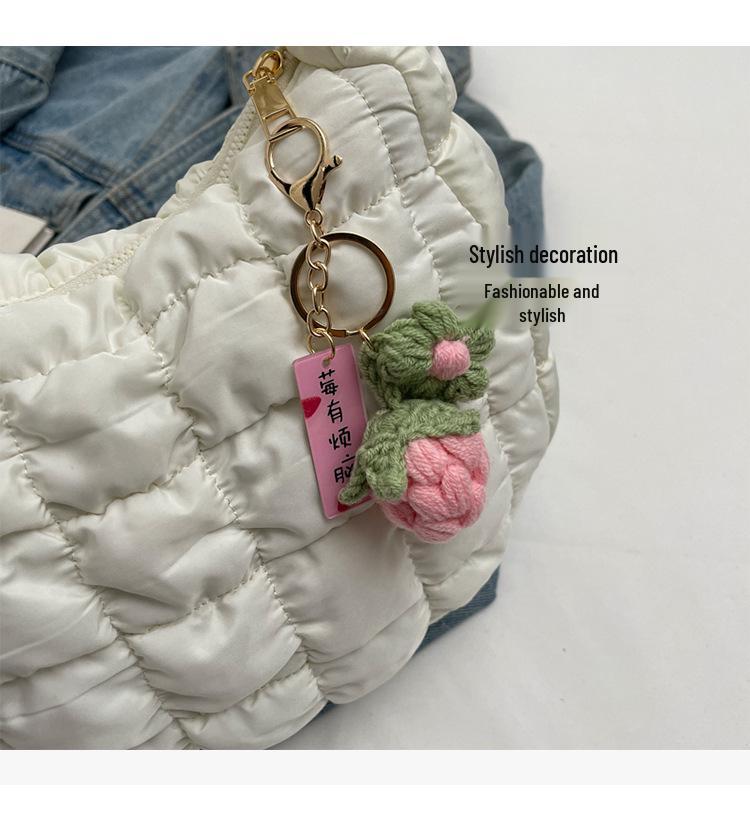 Korean Style Cloud Pleats Cotton Jacket Bag for Girls - Versatile Large Capacity Dumpling Shoulder Handbag