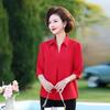 Mom's Summer Chic Imitation Silk Mid-Sleeve Top for Women - Plus Size