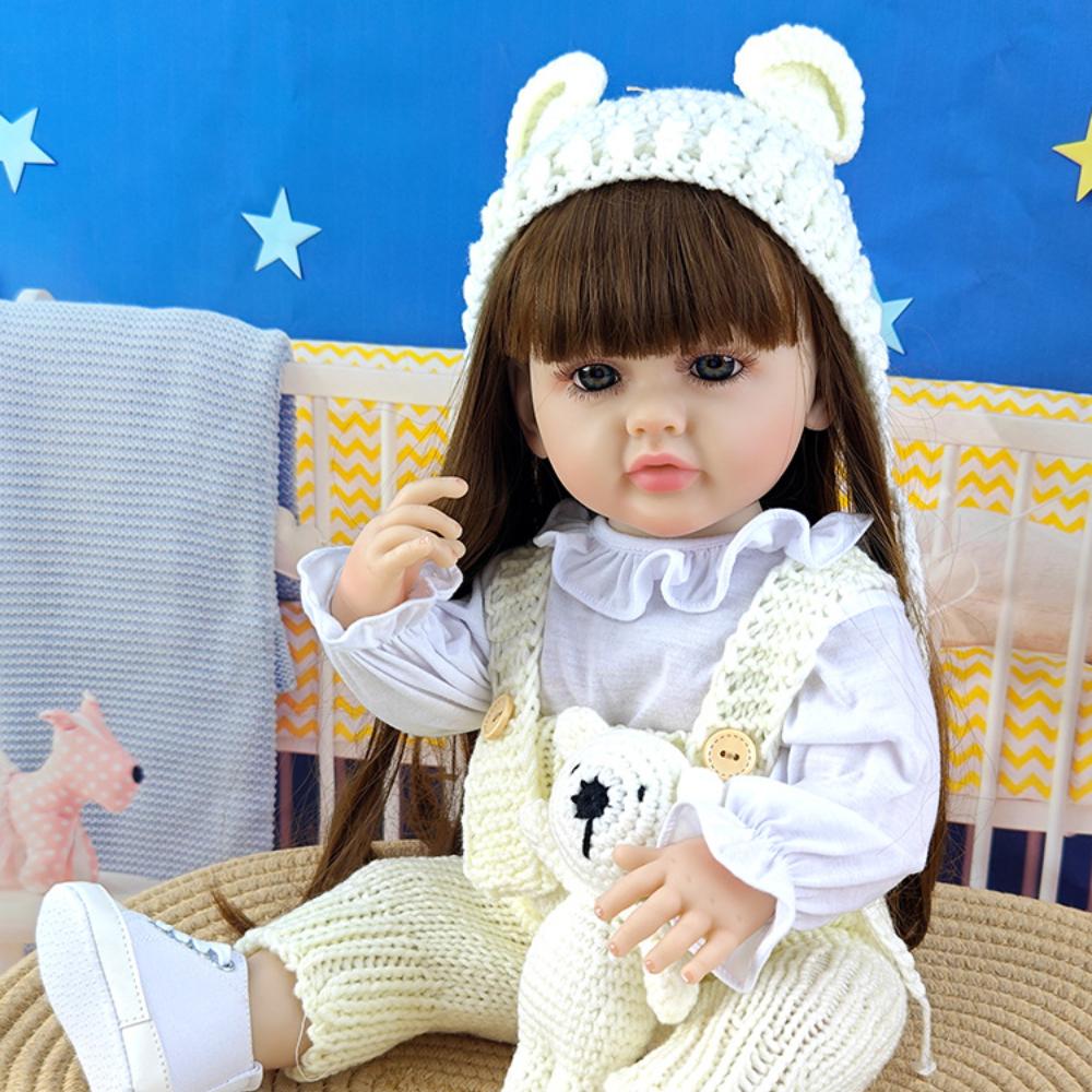 Reborn Doll 55cm 22 Inches Full Vinyl Simulation Baby Doll Girl Toy Long Hair Doll Princess Doll Children Birthday Gift