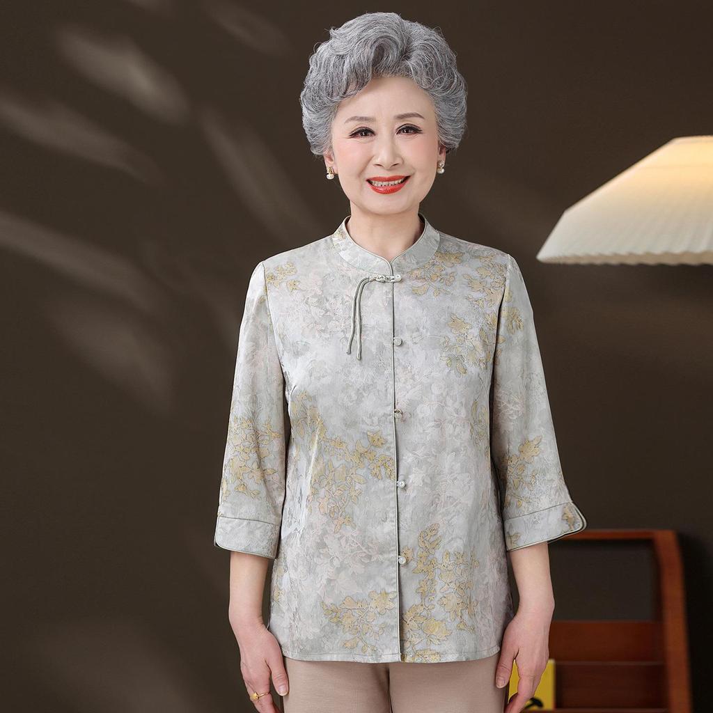 Grandma's Chinese Style Top: Elegant Spring/Summer Shirt for Elderly Women