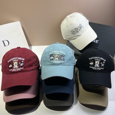 Three Little Bears Baseball Cap Spring And Autumn Academy Style Couple Baseball Cap Playful Cartoon Casual Sports Cap