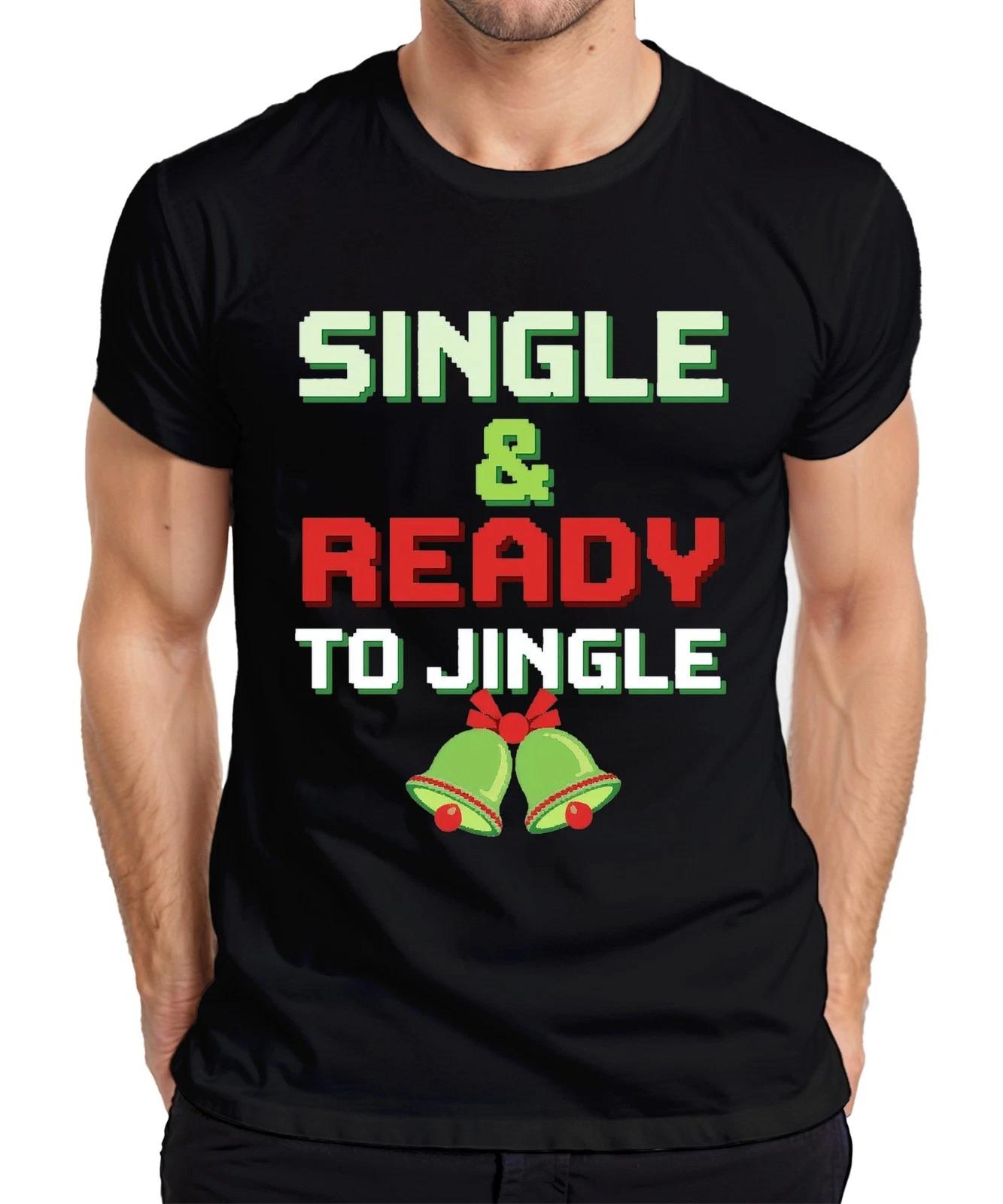 SINGLE & READY TO JINGLE Weihnachten Lustig Retro Pixel Party Herren T-Shirt XXL