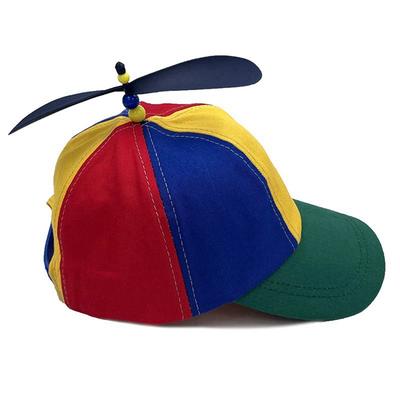 Parent-Child Matching Hats Baseball Caps Sun-Shielding Duckbill Caps Rainbow Patchwork Top Propeller Hats