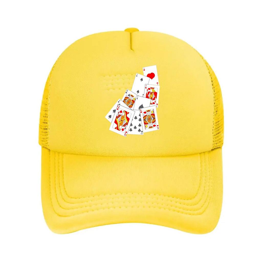 Playing Cards Collage Art Graphic Mesh Baseball Cap Casual Hat Outdoor For Womens Unisex FeUnisex