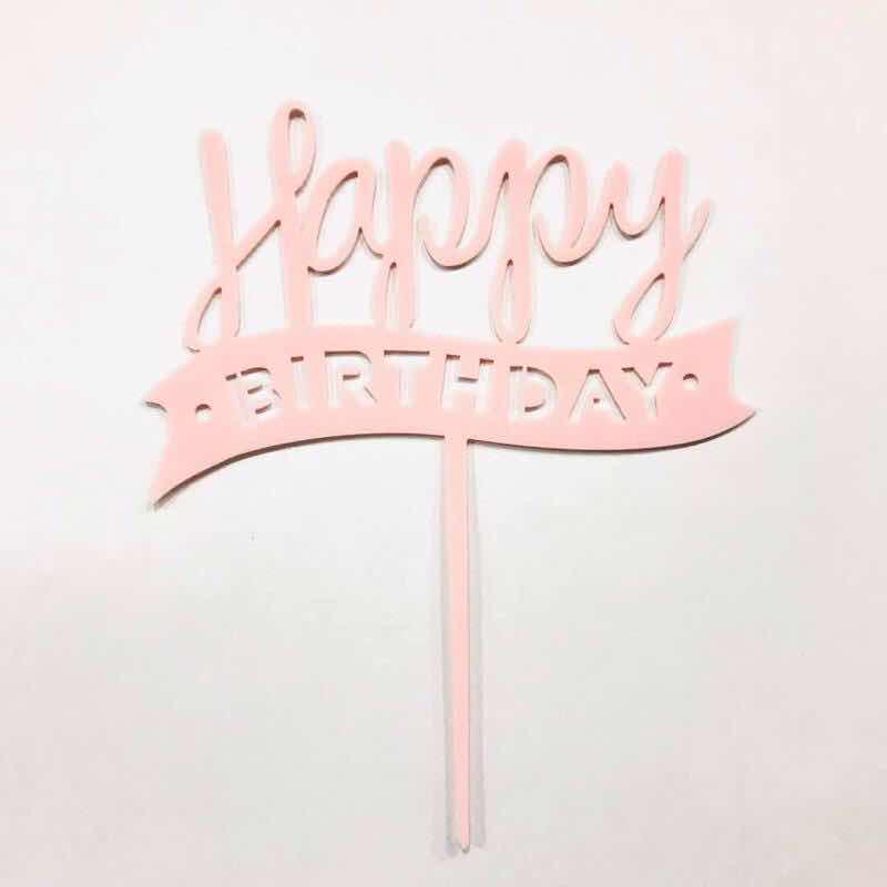 50-Piece Happy Birthday Acrylic Cake Decoration Inserts - Creative English Design for Prosperity, Health, and Longevity