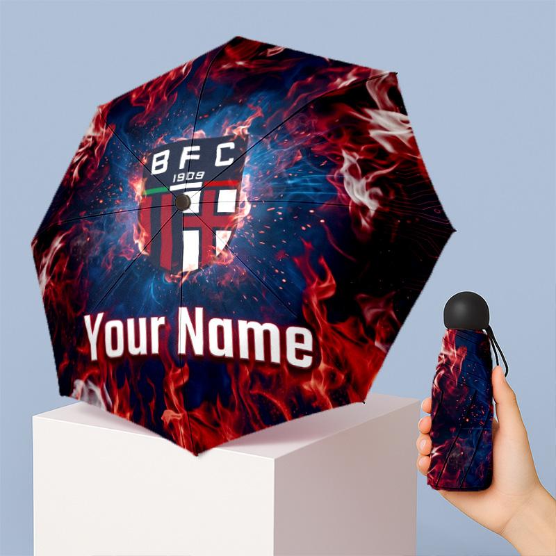 Bologna FC Manual Five Fold 8 Rib Umbrella Support Custom Text, Lightweight Travel Umbrella