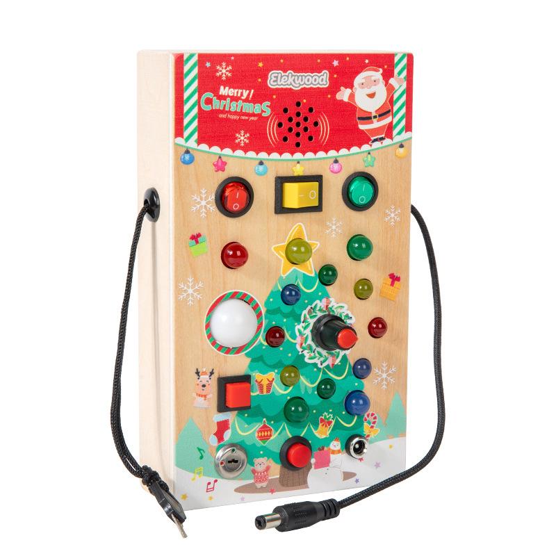 LED Holz Aktivitätswürfel - Kleinkind Lernspielzeug für 4-6 Jährige mit Einschaltknopf und Ampelfunktionen