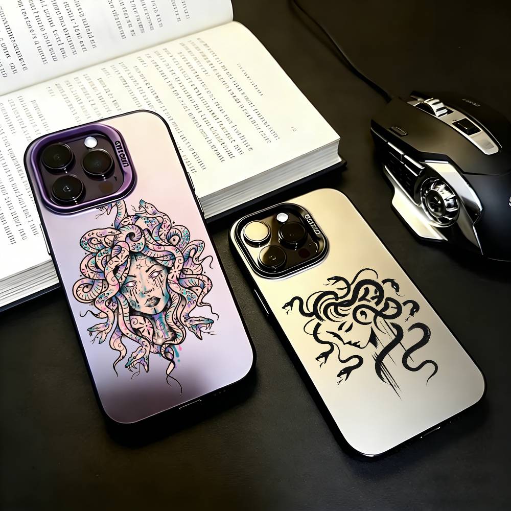 Medusa Greek Mythology Phone Case For iPhone17,16,15,14,13,12,11 Plus,Pro Max Black Candy silver phone case