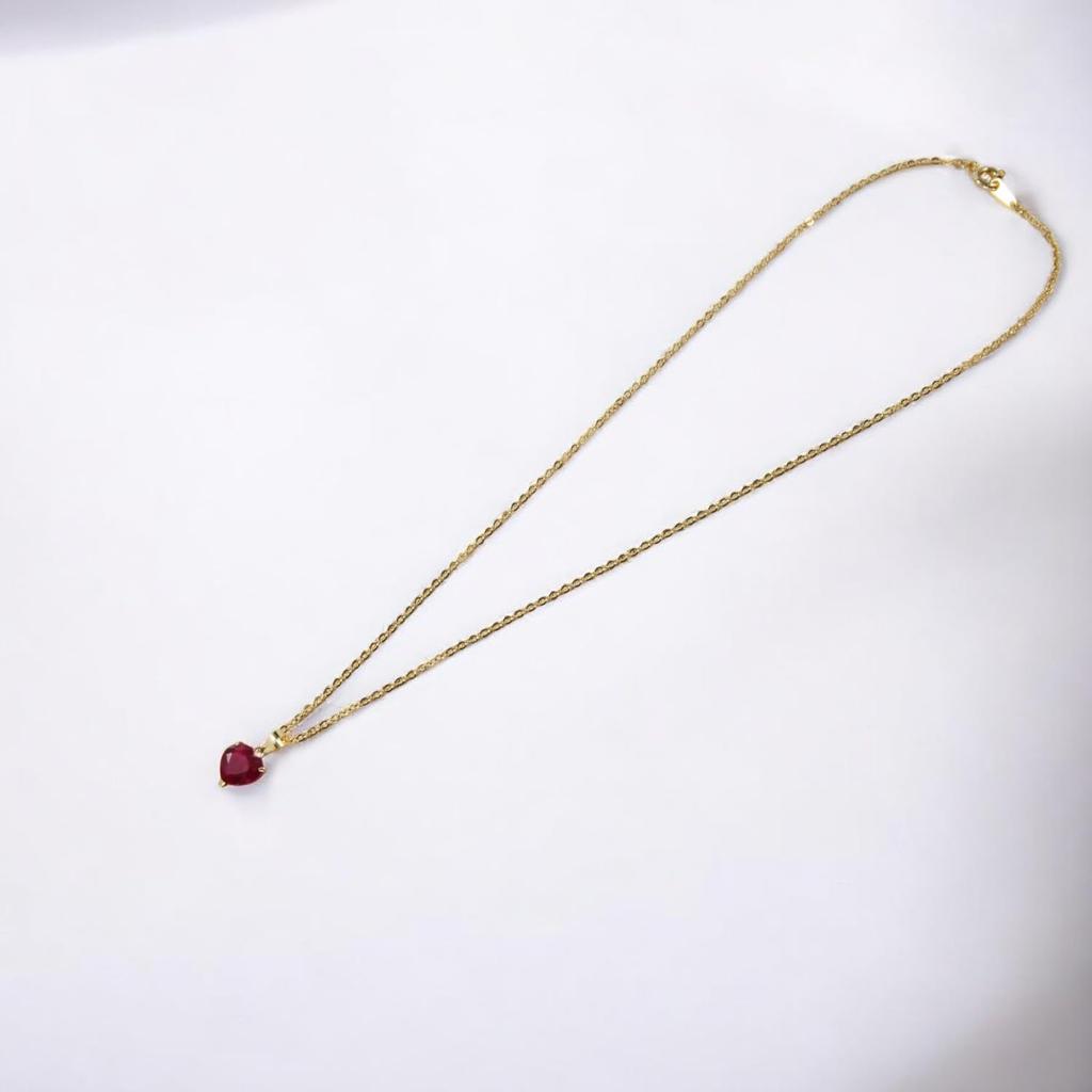 And My Jewelry 18K Gold Ruby Pendant Top with a Heart Approximately Extra Large July Birthstone [Your Box] Ruby, 8.0mm (Approx. 2.5ct), Stone,