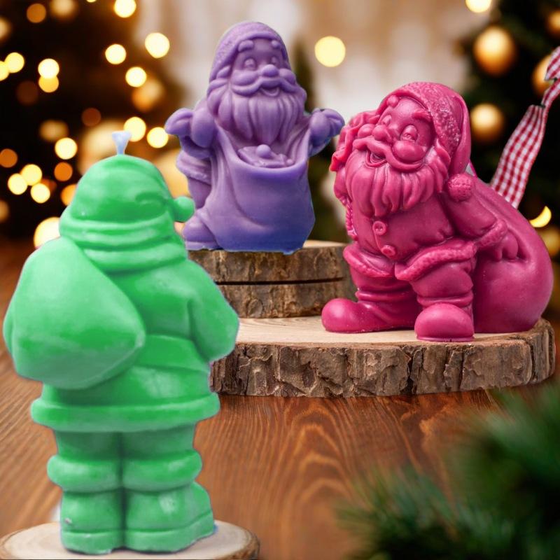 3D New Santa Claus Candle Silicone Mold Dome Tip Hat Series Santa Claus Aromatherapy Gypsum Resin Mold Christmas Decorative Gift