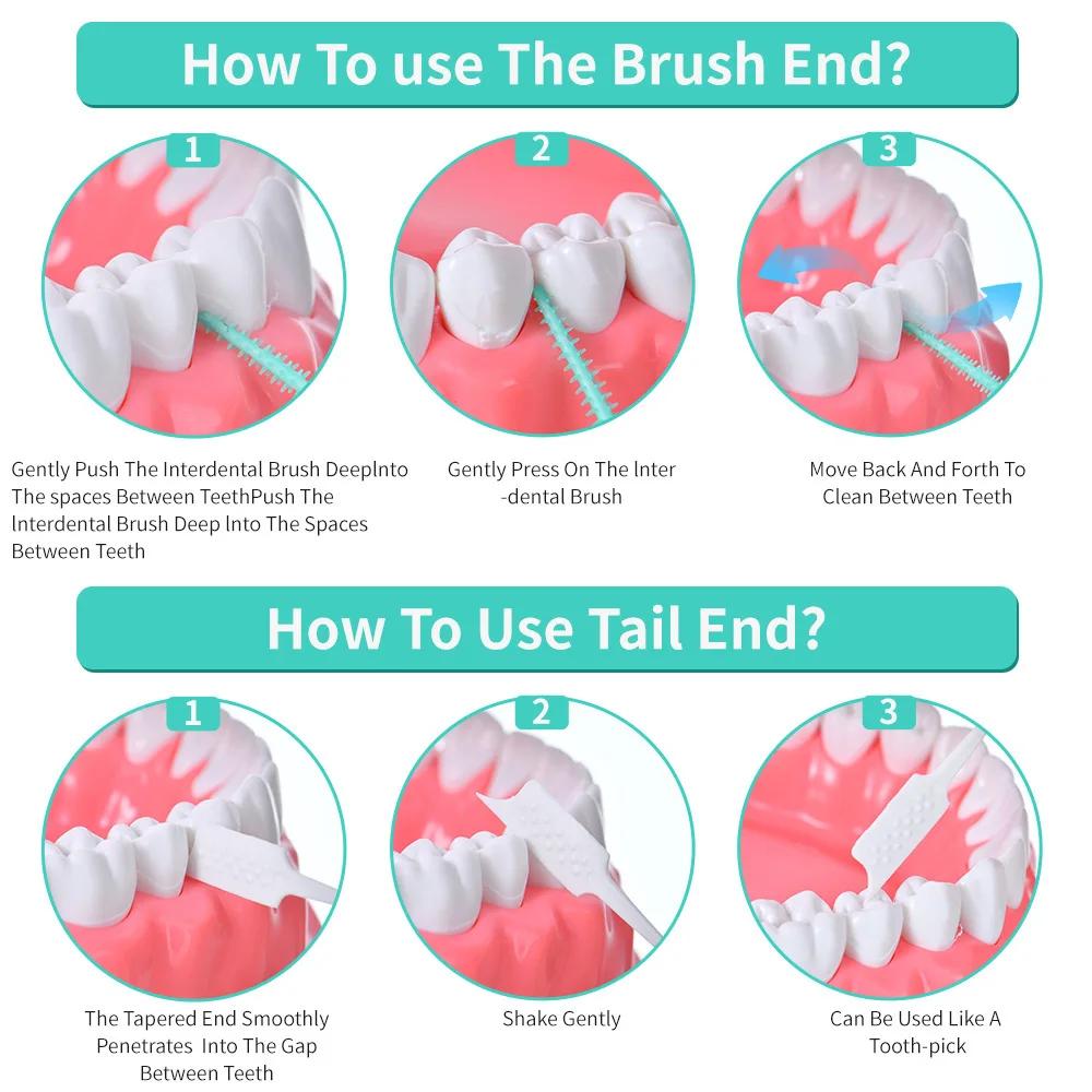 20/500pcs Disposable Soft Rubber Interdental Brush Teeth Cleaning Tool Dental Cleaning Between Toothbrush Oral Hygiene Care Tool