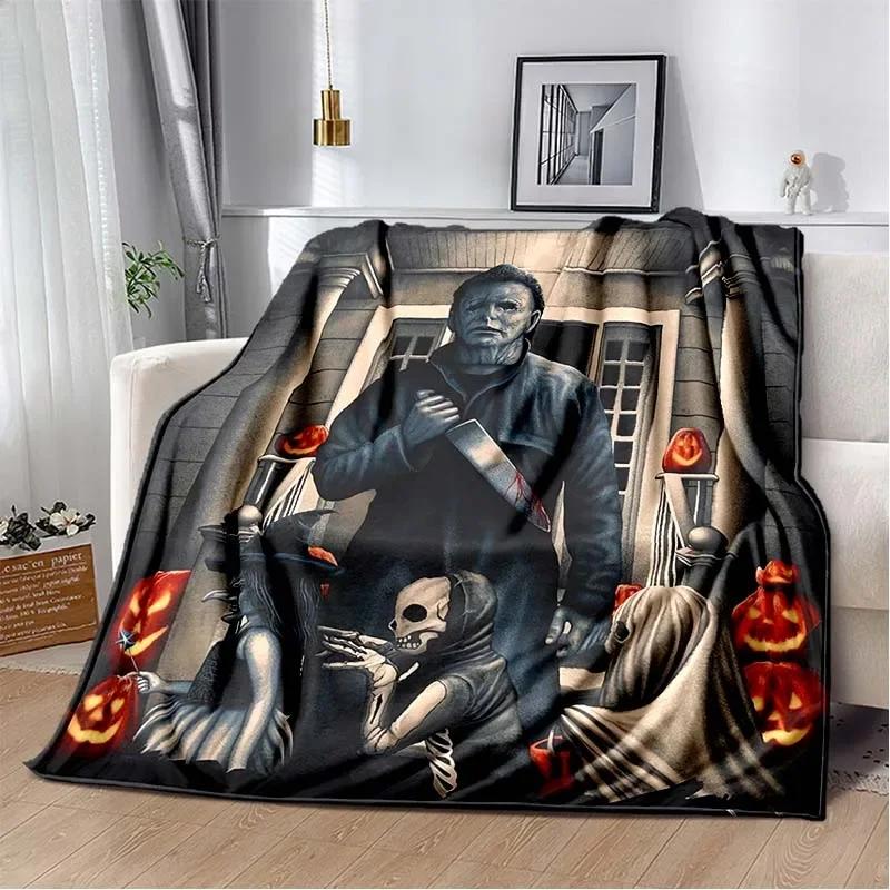 Horror movie character M-Michael Myers Halloween Home Bed Blanket Comfortable Portable Bedroom Sofa Picnic Blanket Gift
