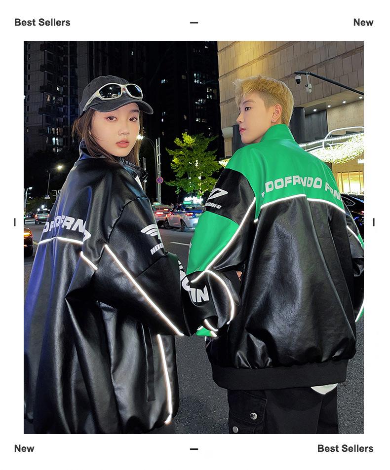 Men's 2024 Biker Racing PU Leather Jacket - Windproof, Autumn/Winter Outerwear