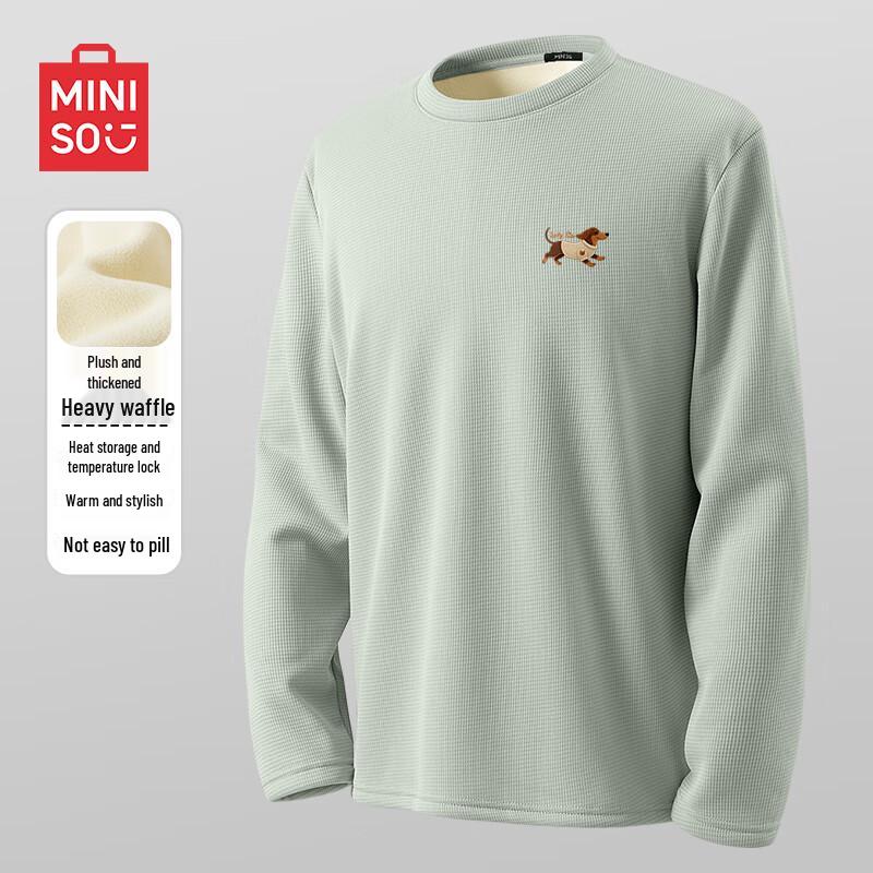 MINISO Мужская флисовая футболка с вафельной текстурой и круглым вырезом M