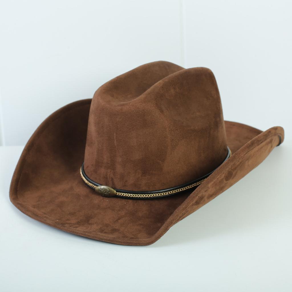 Popular European and American Style Suede Western Cowboy Hat Men's and Women's Simple and Fashionable Big-brimmed Jazz Hat
