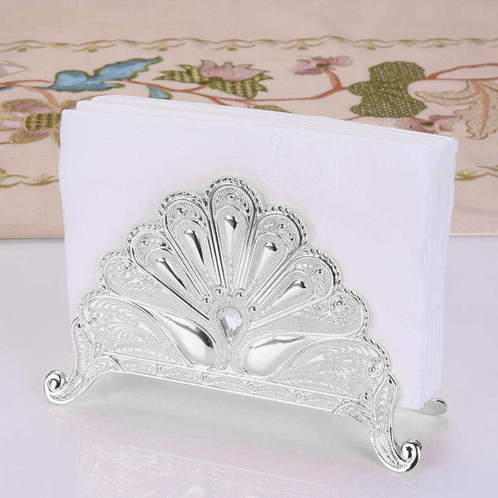 Napkin Holder Classical Metal Peacock Embossed European   Table Tissue Holder Tabletop Freestanding Tissue Dispenser