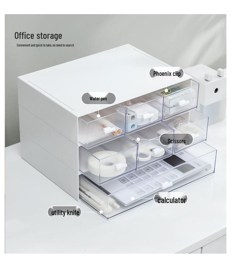 Multi-layer Transparent Acrylic Makeup & Stationery Organizer with Drawer Compartments