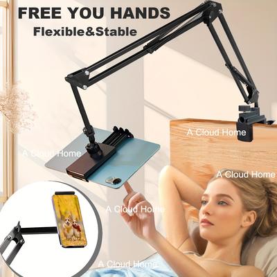 Adjustable, Foldable Metal Flat Stand with 360 Degree Rotation - Perfect for Beds, Tables and Reading Accessories, Waterproof and Durable