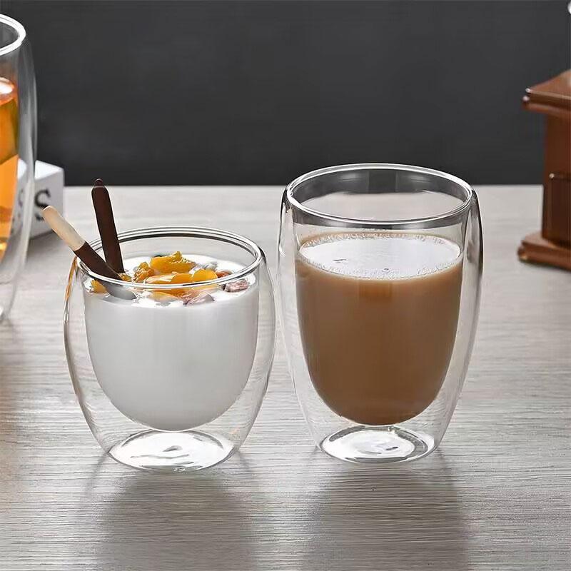 225ml/320ml Latte Coffee Cup Cocktail Glass Juice Mug Double Wall Glass Cup Heat-resisting Water Bottle Household Glassware 1pcs
