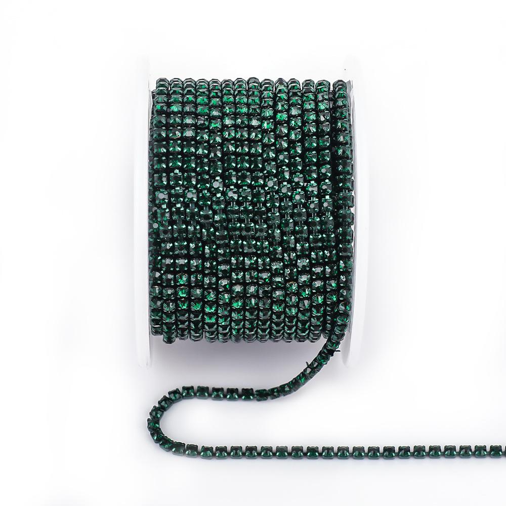 Electroplated Glass Rhinestone Single Row Claw Chain for DIY Costume Accessories