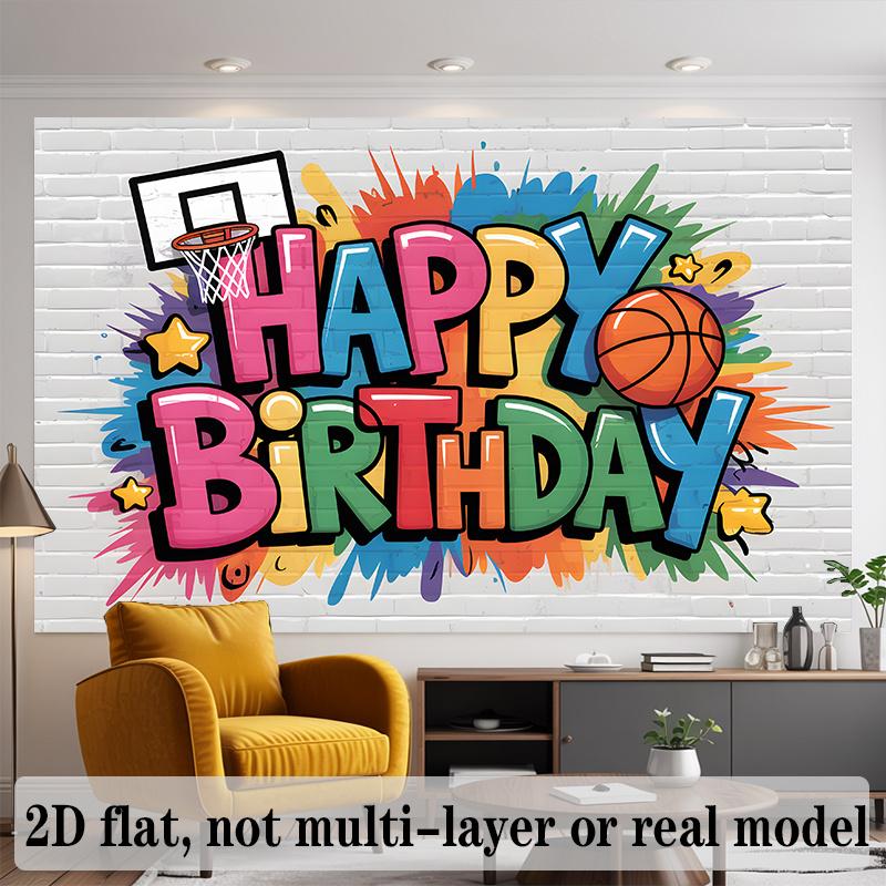 Basketball Birthday Banner, Sport Theme Backdrop Wall Decor for Party