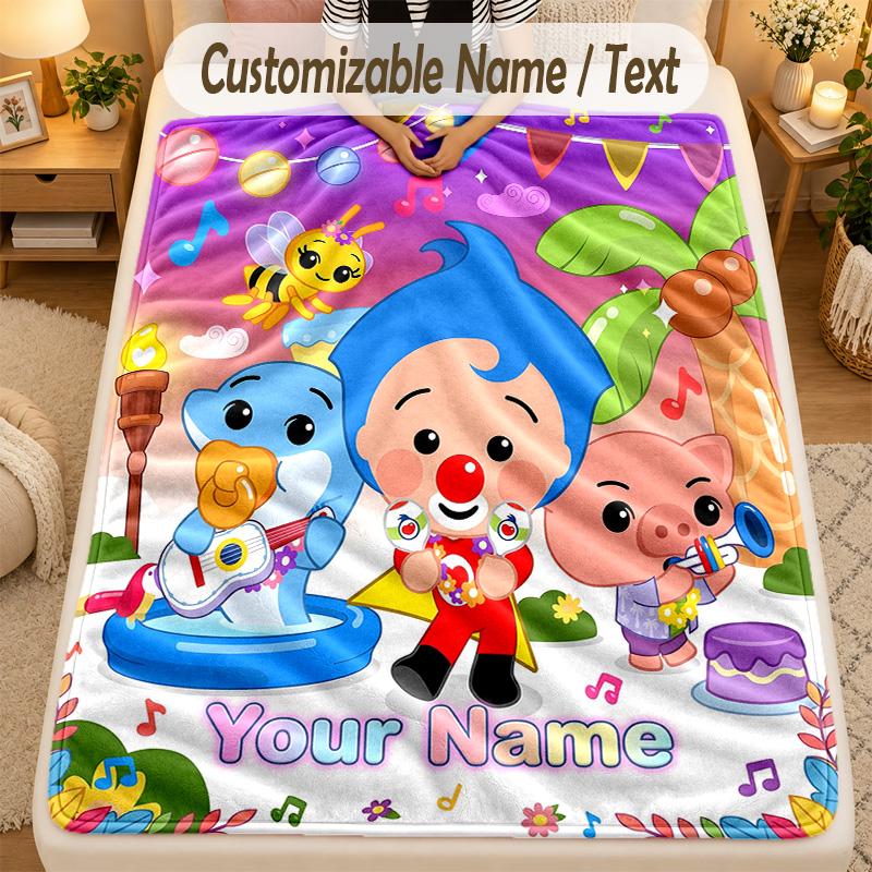 Flannel BlanketEl Payaso Plim Plim Custom Name Text Personalized Soft Warm Throw Blanket Home Decor Gift