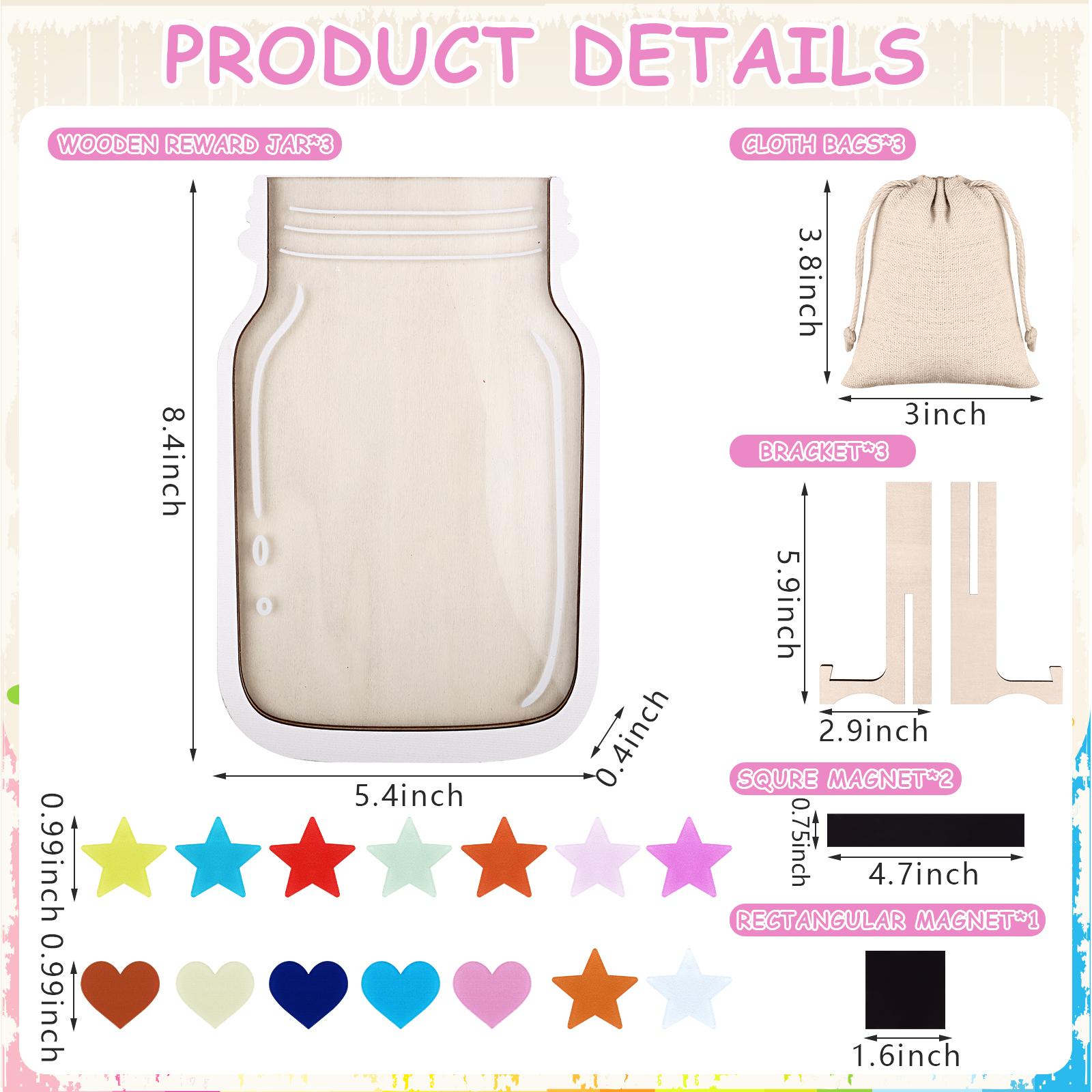 3 шт. Магнитные банки для поощрений, Банки для поощрений для детей, Магнитная банка для поощрений, Банки для поощрений в классе, Система поощрений в виде звездных банок для Classroo синий