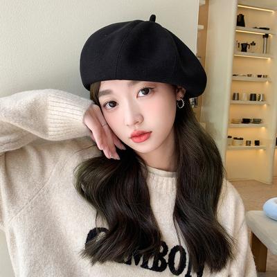 Black Beret Women Spring and Autumn Ins Internet Celebrity Painter Hat Women Summer Face Small Octagonal Hat Big Head Circumference