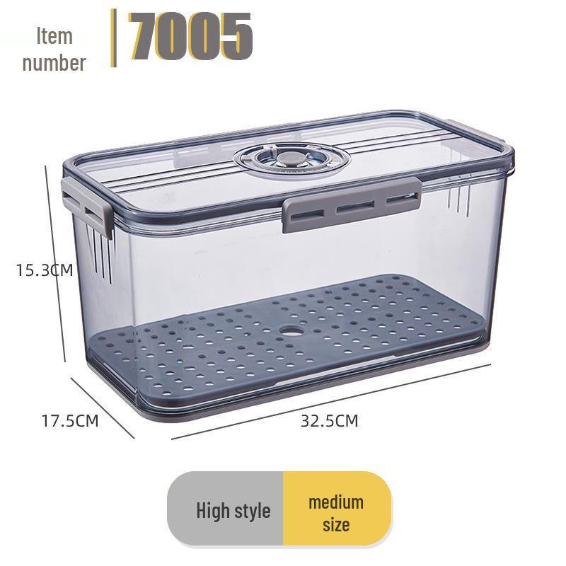 PET Transparent Thickened Refrigerator Storage Box with Timer & Freezer Drainer