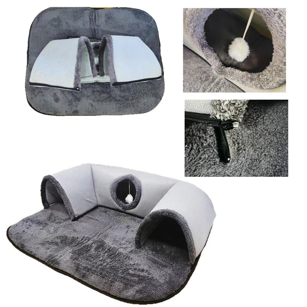 Túnel de Brincar Interativo em Forma de U para Gatos Tecido de Poliéster Design Dobrável Para Exploração de Gatos Atividade de Entretenimento Indoor