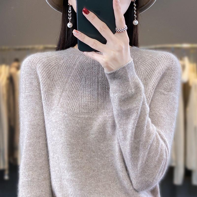 2023 Autumn/Winter Knit Round Neck Solid Color Versatile Pullover Sweater