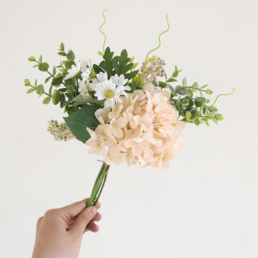 Bouquet d'Hortensias Artificiels de Luxe Eucalyptus Fleur Fausse Réaliste en Plastique Élégantes Fleurs d'Hortensias Décor de Table Maison Hôtel