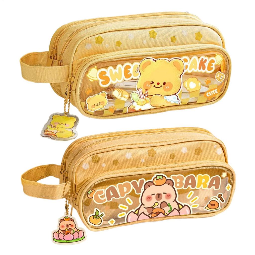 Large Capacity Pencil Case Cartoon Portable Pencil Box School Student Supplies Stationary Organizer Pen Bag Stationery Organizer