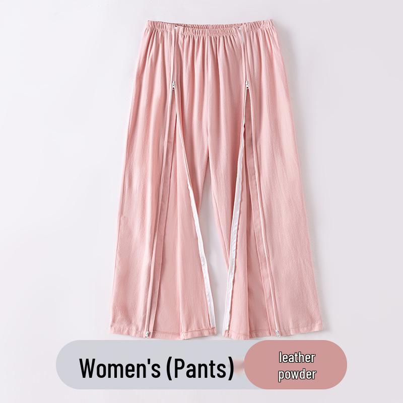 All-Cotton Full-Zip Patient Care Pajama Set (Spring/Autumn) M