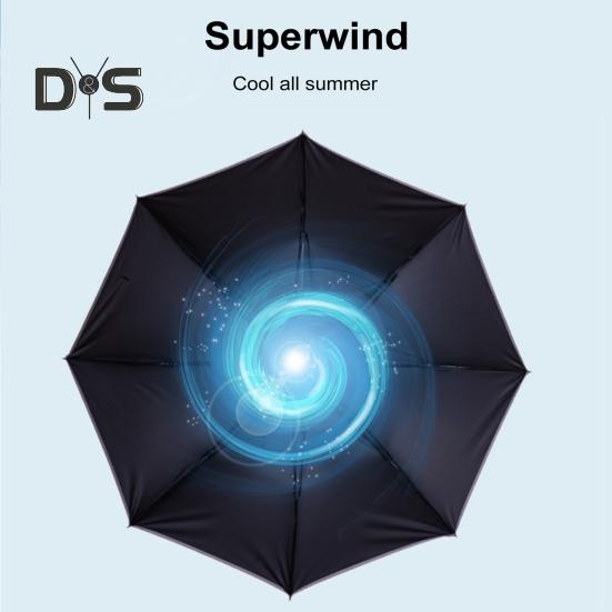 Folding Umbrella with Fan USB Rechargeable UV Sun Protection Tri-fold Umbrella Portable Waterproof Windproof Summer Outdoor Sun Rain Umbrella