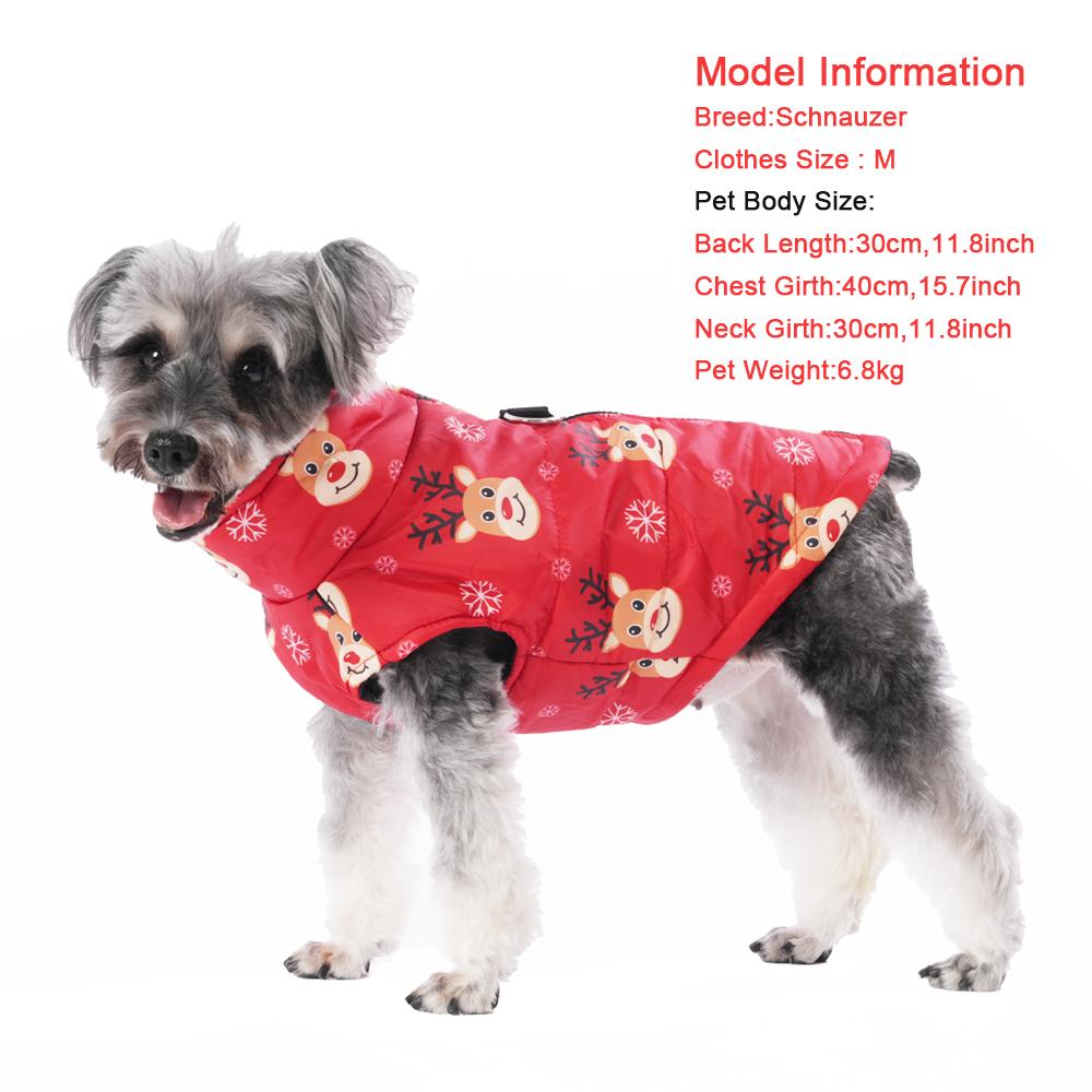 Warm Dog Clothes For Small Medium Dogs Cats Autumn Winter Windproof Christmas Print Puppy Jacket Schnauzer Yorkshire Pet Coat