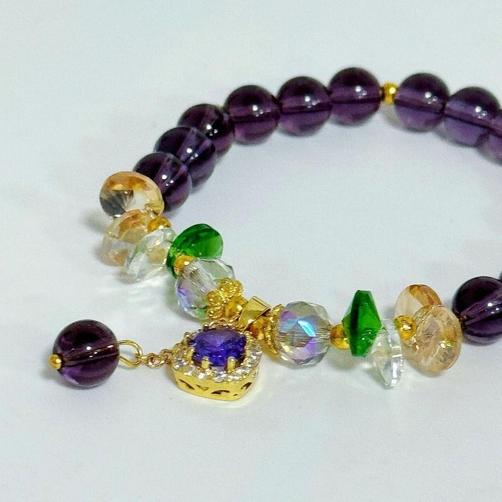 Rhinestone Zircon Inlay Pendant Luxury Vintage Beaded Bracelet Crystal Beads Bracelet  Jewelry