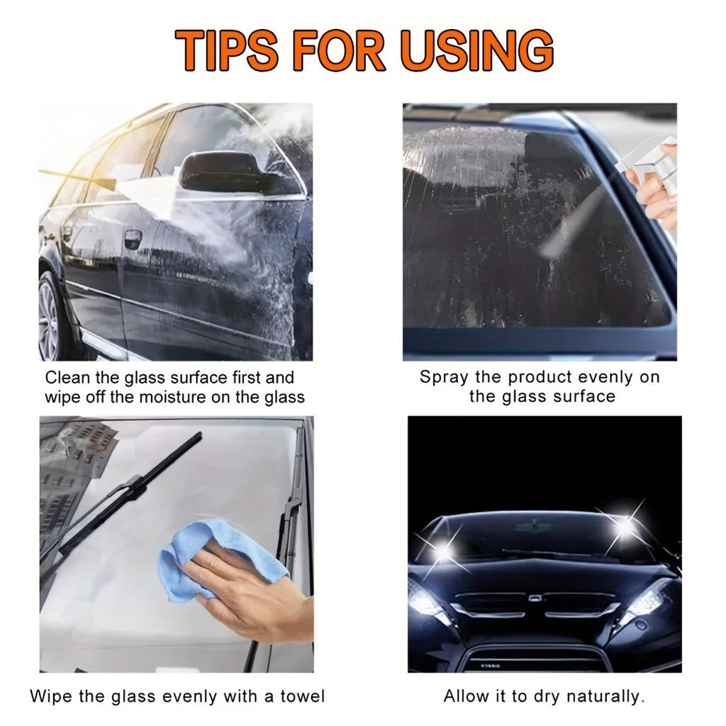 Car Glass Rain Repellent, Rearview Mirror Water Repellent Spray, Long-Lasting Rain Repellent for Car Front Windshield, Rearview Mirror Rain