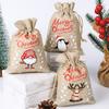 Christmas Candy Linen Bag Bundle Mouth Bag Colorful Cartoon Christmas Set Candy Gift Packaging Bag Santa Claus Gift Bags